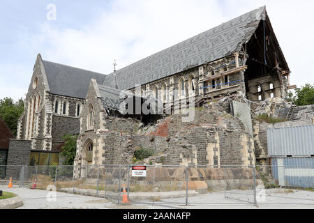 Une vue générale de l'endommagé la cathédrale de Christchurch, visité par le Prince de Galles et la duchesse de Cornouailles au cours d'une visite sur le sixième jour de la visite royale de Nouvelle-Zélande. PA Photo. Photo date : vendredi 22 novembre, 2019. Voir PA story ROYALS Charles. Crédit photo doit se lire : Chris Jackson/PA Wire Banque D'Images