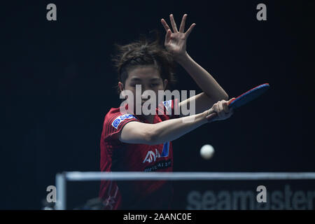 Tampines à pied. 23 Nov, 2019. Hitomi Sato (JPN), Nov 23, 2019 - Tennis de Table : Match 19 Mima Ito (JPN) vs Hitomi Sato (JPN) au T2 diamond 2019 Singapour à Tampines à pied. Credit : Haruhiko Otsuka/AFLO/Alamy Live News Banque D'Images