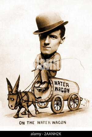 Interdiction / / TEETOTALISM ABSTINENCE / MOONSHINE - caricature politique dans les jours d'interdiction nationale aux Etats-Unis (1920- 30). Un homme monte un âne de l'eau entraînée par wagon Banque D'Images
