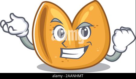 Confiant heureux succès fortune cookie style de caractère de dessin animé Illustration de Vecteur