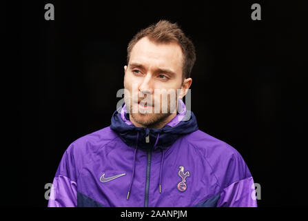 Tottenham Hotspur's Christian Eriksen arrive pour le premier match de championnat à la London Stadium. Banque D'Images