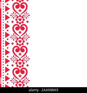 Saint-valentin carte de vœux ou vecteur vertical inviatation mariage design - broderie traditionnelle scandinave avec des fleurs de style art populaire Illustration de Vecteur