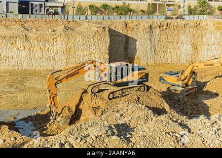 Excavation montrant substratum dans Riyadh, Arabie Saoudite Banque D'Images