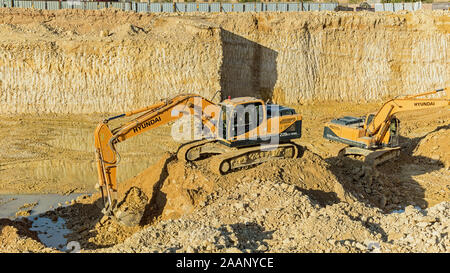 Excavation montrant substratum dans Riyadh, Arabie Saoudite Banque D'Images