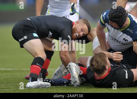 Hendon. United Kingdom. 23 novembre 2019. Tom Whiteley (sarrasins). Saracens v Ospreys. Piscine 4. Heineken Cup Champions. Deuxième (2e) tour. Allianz Park. Hendon. Londres. UK. Garry Crédit/Sport sous gaine en images/Alamy Live News. Banque D'Images