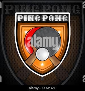 Raquettes croisé rouge et noir avec balle en centre de protection. Logo sport pour toute équipe ou de championnat Illustration de Vecteur