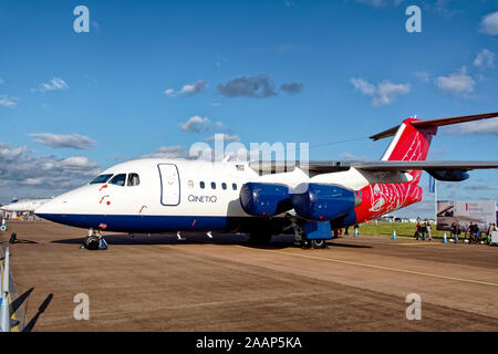 RAF Fairford, Gloucestershire / UK - 20 juillet 2019 : un Empire Test Pilots School QinetiQ, Boscombe Down, British Aerospace Avro RJ70, G-EPTK,à l'RIAT Banque D'Images