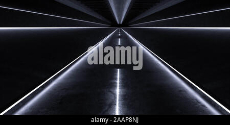 Étrange et sombre de l'autoroute urbaine à faible lumière bleue nuit clé rendu 3d illustration Banque D'Images