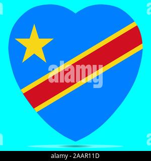 République démocratique du Congo Drapeau en forme de coeur Vector Illustration de Vecteur