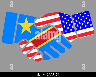 République démocratique du Congo et de l'USA drapeaux Handshake vector illustration EPS 10 Illustration de Vecteur