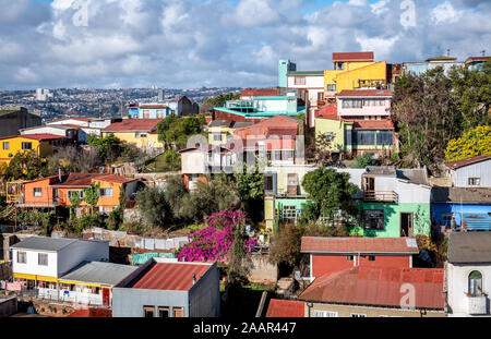 La colline pittoresque port de Valparaiso, Chili. Banque D'Images