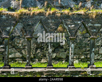 Ruines de l'ancien cloître du Prieuré Oronsay, île de Oronsay, Colonsay, Ecosse, Royaume-Uni Banque D'Images