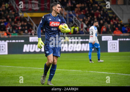 Milan, Italie. 06Th Jan, 2016. Alex Meret du SSC Napoli au cours de la Serie A match entre l'AC Milan et Naples au Stadio San Siro, Milan, Italie le 23 novembre 2019. Photo par Mattia Ozbot. Usage éditorial uniquement, licence requise pour un usage commercial. Aucune utilisation de pari, de jeux ou d'un seul club/ligue/dvd publications. Credit : UK Sports Photos Ltd/Alamy Live News Banque D'Images