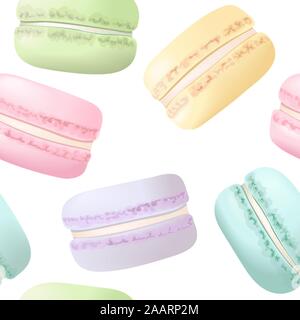 Macarons Delisious. transparente Macaron amande douce gâteaux français. Bleu, rose, jaune, violet et vert Illustration de Vecteur