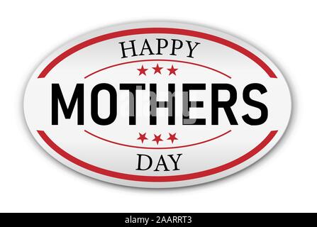 La Fête des mères heureux icône signe. Maman. symbole bouton plat ovale avec ombre. Vector Illustration de Vecteur