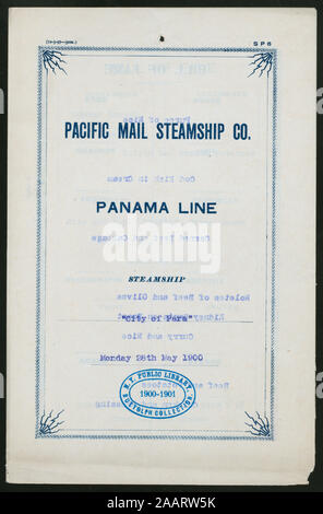 Le dîner (organisé par) la PACIFIC Mail Steamship Company (at) STEAMSHIP VILLE DE PARA (SS) ; bordure décorative ; dîner [lieu] par la PACIFIC Mail Steamship Company [at] STEAMSHIP VILLE DE PARA (SS) ; Banque D'Images