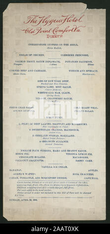 Le dîner (détenu par) L'HÔTEL HYGEIA (at) OLD POINT COMFORT, Virginie (Hôtel) Hôtel DÎNER RÈGLES ÉNUMÉRÉES 1890-0060 ; le dîner [détenus par] L'HÔTEL HYGEIA [at] OLD POINT COMFORT, Virginie (Hôtel) Banque D'Images