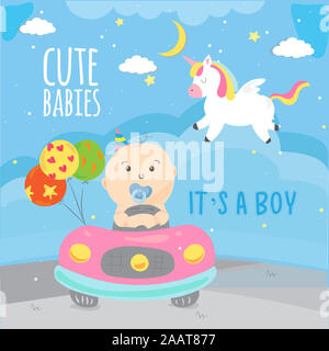 Bébé garçon mignon vecteur clipart. Banque D'Images