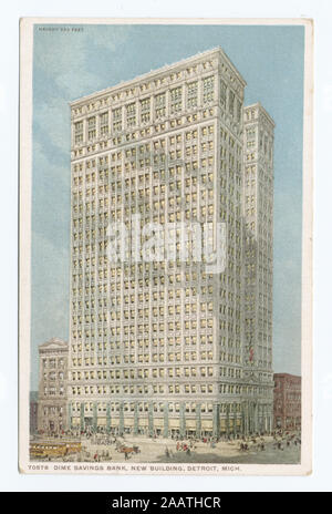 Dime Savings Bank, Detroit, Michigan, a poursuivi la série 14000. 70000 série émise avec de grandes lacunes dans la numérotation, peuvent expliquer certaines cartes non numérotées. ; Dime Savings Bank, Detroit, Mich. Banque D'Images