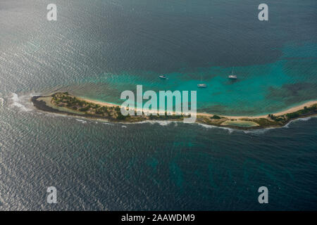 Vue aérienne de l'île de Sable à la Grenade, Caraïbes Banque D'Images