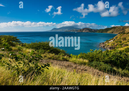 Vue idyllique sur le Sud de la presqu'île de Saint Kitts, Saint Kitts et Nevis, Caraïbes Banque D'Images