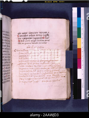 Fin de part 3, et énumérés dans la note de Ricci, Seymour, recensement des manuscrits du Moyen Âge et de la Renaissance dans les États-Unis et le Canada. New York. N.Y. : H.W. Wilson, 1935 ; et garanti, New York, N.Y. : Bibliographical Society of America, 1962. Actionnariat : donnée par A. W. Parker. De Ricci, supplément, 330. Tableau par M. G.B. Guest. Remarque dans le manuscrit. Le dernier folio, f. 67, est la moitié d'une feuille d'un manuscrit de musique ; l'autre moitié fonctionne comme l'arrière. pastedown. Annuaire de services a 18-19 lignes par page, a décidé en toute lumière stylo, mots clés visibles. Quire quire : une structure avec un f Banque D'Images