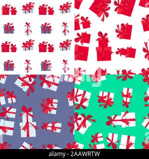 Ensemble de boîte-cadeau les modèles sans couture. Boîtes cadeaux avec Vector background texture pour la conception. Anniversaire, Noël, nouvel an cadeau présent dans le profil Illustration de Vecteur