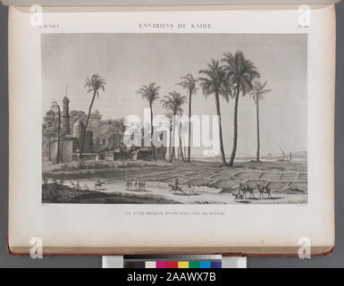 Environs du Kaire (Le Caire) Vue d'une mosquée ruinée dans l'île de Roudah (el-Rôda) Environs du Kaire [le Caire]. Vue d'une mosquée ruinée dans l'île de Roudah [el-Rôda]. ; Environs du Kaire [le Caire]. Vue d'une mosquée ruinée dans l'île de Roudah [el-Rôda]. Banque D'Images