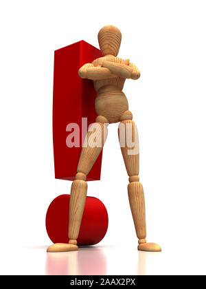 Point d'exclamation et mannequin (isolé sur fond blanc) Banque D'Images