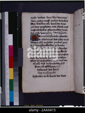 Dans la liste explicite de Ricci, Seymour, recensement des manuscrits du Moyen Âge et de la Renaissance dans les États-Unis et le Canada. New York. N.Y. : H.W. Wilson, 1935 ; et garanti, New York, N.Y. : Bibliographical Society of America, 1962. Actionnariat : R.L. Stuart collection, léguée en 1892. De Ricci, 1326. Tableau par M. G.B. Guest. ; explicite. Banque D'Images