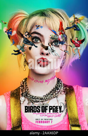 Les oiseaux de proie : Et l'émancipation de Fantabulous une Harley Quinn (2020) réalisé par Cathy Yan et avec Margot Robbie, Ewan McGregor et Mary Elizabeth Winstead. Harley Quinn fait équipe avec Black Canary, chasseresse et la question des femmes dans l'équipe de super-héros des oiseaux de proie. Banque D'Images