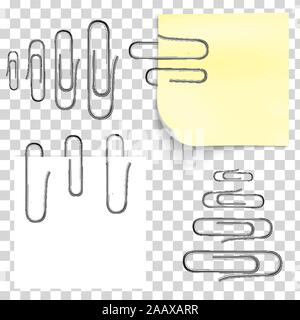 Note Papier blanc brillant avec clips métalliques Illustration de Vecteur