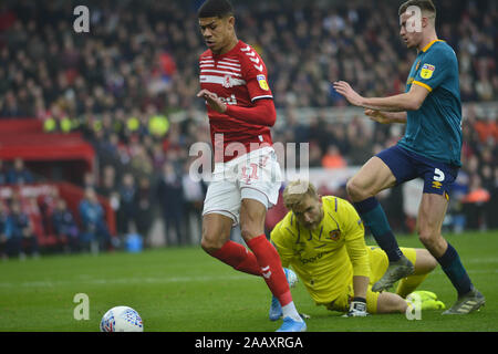 Ashley Fletcher scores au cours du match de championnat Sky Bet entre Middlesbrough et Hull City au stade Riverside, Middlesbrough le dimanche 24 novembre 2019. Banque D'Images