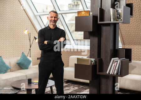 Photo de Ryan Giggs dans l'appartement de grand standing de stock Exchange Hotel, Manchester. Pic Copyright Phil Tragen 2019 Banque D'Images