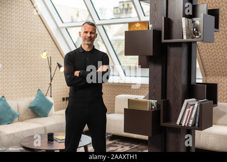 Photo de Ryan Giggs dans l'appartement de grand standing de stock Exchange Hotel, Manchester. Pic Copyright Phil Tragen 2019 Banque D'Images