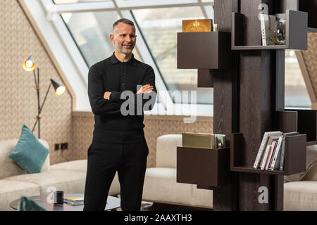 Photo de Ryan Giggs dans l'appartement de grand standing de stock Exchange Hotel, Manchester. Pic Copyright Phil Tragen 2019 Banque D'Images