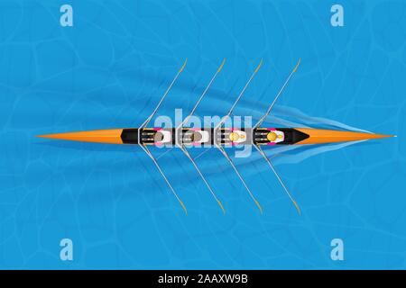 Compétition avec quatre pagayeurs mixte Illustration de Vecteur