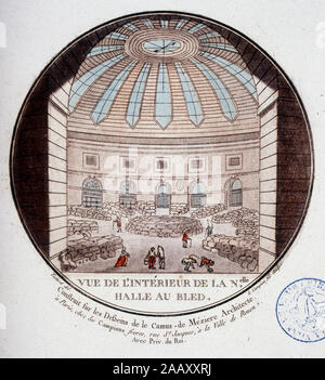 Vue de l'interieur de la nouvelle halle au bled construite par Le Camus de Mézières entre 1763 et 1766, aufourd'hui la bourse de commerce a Paris. Dans Banque D'Images