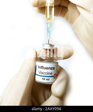 Vaccin contre la grippe. La vaccination contre la grippe. L'injection de vaccins contre la grippe. Banque D'Images