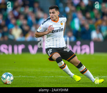 Séville, 23-11-2019. Primera Division Ligue espagnole. LaLiga. L'Estadio Benito Villamarin. Maxi Gómez (Valence CF) durant le jeu Real Betis - Valencia CF. Banque D'Images