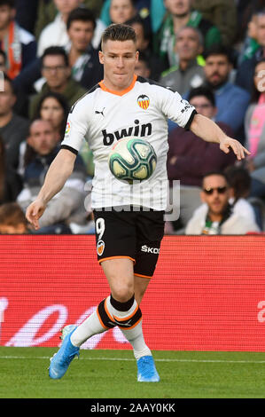 Séville, 23-11-2019. Primera Division Ligue espagnole. LaLiga. L'Estadio Benito Villamarin. Kevin Gameiro (FC Valence) durant le jeu Real Betis - Valencia CF. Banque D'Images