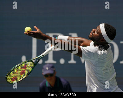 La joueuse de tennis américaine Frances Tiafoe en poste au cours de l'US Open 2019 Tournoi de tennis, New York City, New York State, USA Banque D'Images