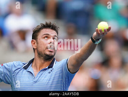 Le joueur de tennis suisse Stan Wawrinka (SUI) en poste au cours de l'US Open 2019 Tournoi de tennis, New York City, New York State, USA Banque D'Images