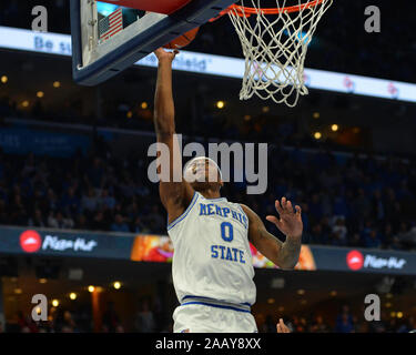 23 novembre 2019 : Memphis avant, D.J. Jeffries (0), va au cercle pour la mise en place au cours de la jeu de basket-ball de NCAA entre l' Ole Miss rebelles et les Memphis Tigers au FedEx Forum de Memphis, TN. Kevin Langley/Sports médias du Sud/CSM Banque D'Images