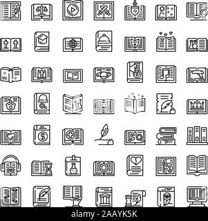 Genres littéraires icons set style du contour, Illustration de Vecteur