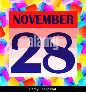 L'icône le 28 novembre. Pour la planification jour important. Bannière pour les jours fériés et les jours spéciaux. Novembre vingt-neuvième icône. L'illustration. Banque D'Images