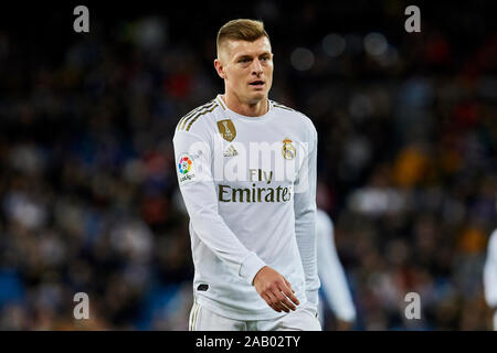 Toni Kroos du Real Madrid célèbre victoire après le match de la Liga entre le Real Madrid et Real Sociedad à Santiago Bernabeu à Madrid.(score final ; Real Madrid 3:1 Real Sociedad) Banque D'Images