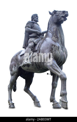 L'Espagne, Madrid - Septembre 21th, 2019 : Hernán Cortés sculpture équestre. Faites par Pérez Comendador, Cáceres, Espagne Banque D'Images