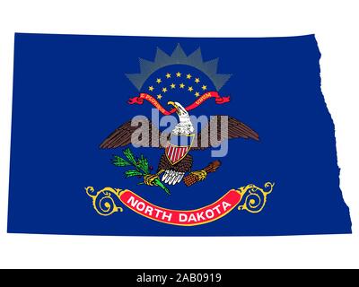 Carte Drapeau de l'État américain du Dakota du Nord, Vector illustration EPS 10 Illustration de Vecteur