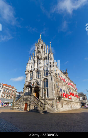 Gouda, Pays-Bas - Circa 2019 : Hôtel de ville de Gouda Stadhuis Banque D'Images